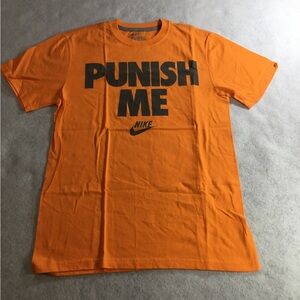 Nike Men's Orange Graphic 'Punish Me' Crew Neck T-Shirt SZ M NWOT